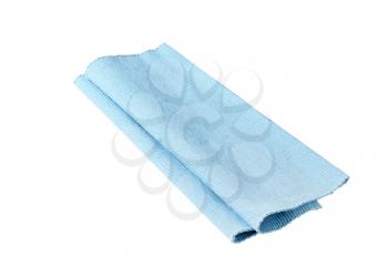 Blue cloth place mat isolated on white