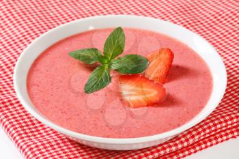 Bowl of chilled strawberry soup