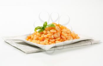 Dish of spicy pan fried shrimps 