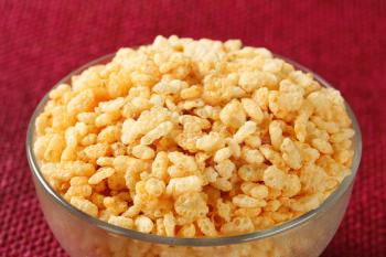 Bowl of toasted rice cereal