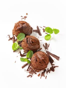 Scoops of dark chocolate ice cream