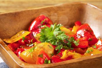Roasted sweet peppers marinated in oil