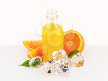 Fresh orange juice and ice