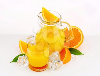 Fresh orange juice in a glass jug