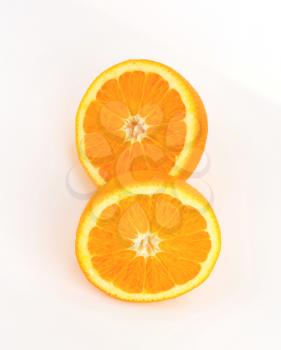 Studio shot of halved orange