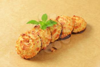 Coconut cookies dipped in dark chocolate