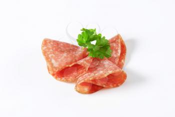 Thinly sliced salami - studio shot