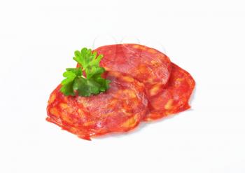 Spanish sausage seasoned with smoked pimenton - thin slices