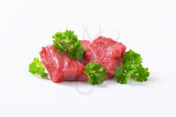 Raw beef cut into cubes