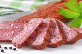 Hunter's salami - hard salami containing pork and beef, seasoned with pepper