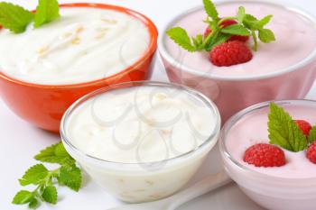 Bowls of yogurt with fruit