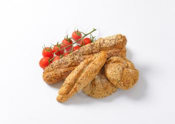 assorted bread rolls
 on white background