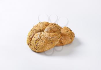 fresh bread buns with flax seeds