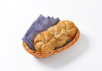 whole wheat bread buns in basket