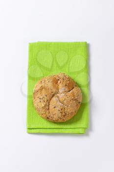 fresh bread bun on green place mat