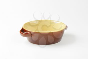 Round ceramic casserole dish without lid