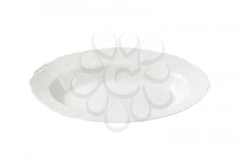 Deep oval porcelain serving bowl with decorative rim