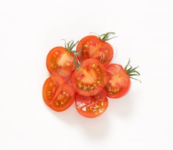red tomatoes cut into halves