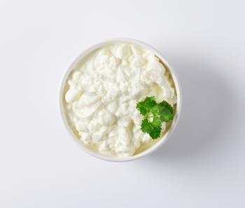 bowl of cottage cheese with fresh parsley