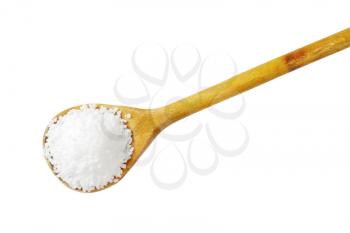 Coarse grained salt on wooden spoon