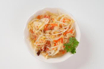 bowl of bean sprout and carrot salad