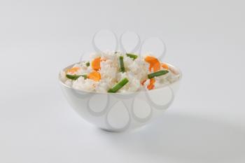 Bowl of Jasmine rice with carrot and string beans