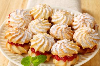 Spritz sandwich cookies with jam filling