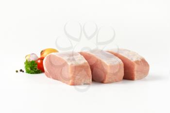 Slices of fresh boneless pork loin