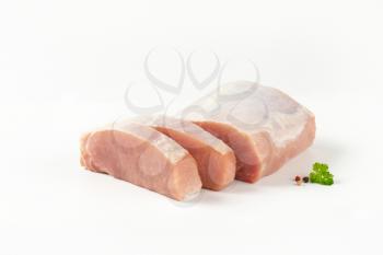 Raw boneless pork loin and cutlets