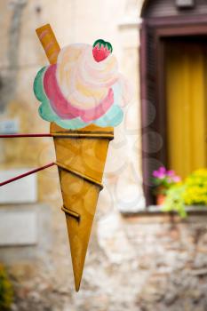 Wall mounted ice cream cone advertising sign