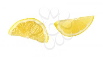fresh lemon slices on white background