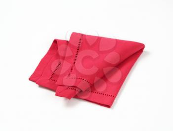 Hemstitched red linen dinner napkin
