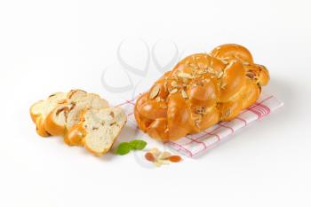 Czech Christmas sweet yeast bread with almonds and raisins