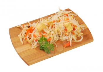 salad of bean sprouts, carrot, bamboo shoots and baby corn
