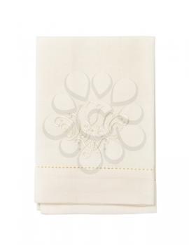 white cotton napkin with embroidered ornament