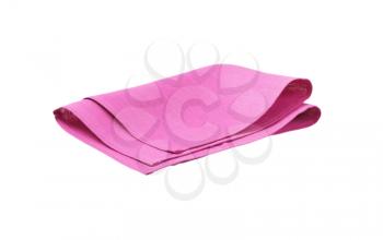 folded purple pink napkin on white background