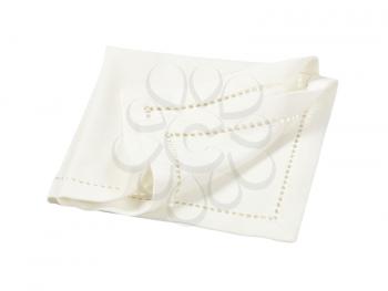 Hemstitched white linen dinner napkin