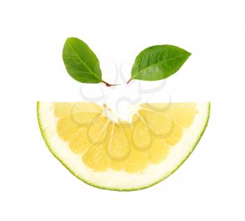 slice of green grapefruit on white background
