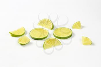 fresh lime slices on white background