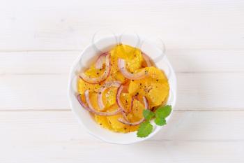 bowl of Sicilian orange salad with onion and pepper