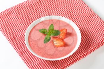 Bowl of chilled strawberry soup