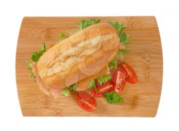 French bread roll with smoked salmon