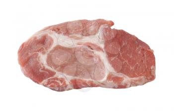 raw pork steak on white background