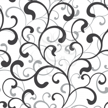 Seamless pattern of swirls isolated on a white background. Ideal for textile and wallpapers.