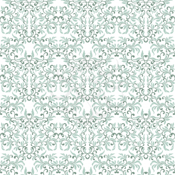 Gentle seamless pattern. Tracery of swirls and decorative leaves isolated on a white background. Vintage style. It can be used for printing on fabric, wallpaper, wrapping