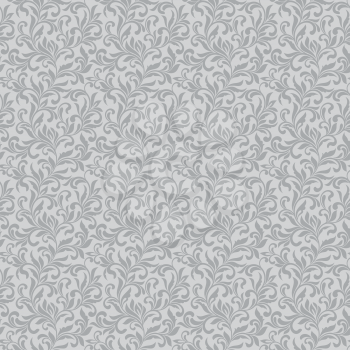 Elegant seamless pattern. Tracery of swirls and decorative leaves on a gray background. Vintage style. It can be used for printing on fabric, wallpaper, wrapping