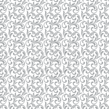 Seamless pattern. Gray swirls and foliage isolated on a white background. Ideal for textile print and wallpapers.