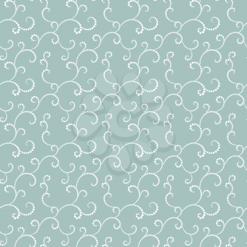 Vector seamless pattern. Curls from round points on a blue background.  Ideal for textile print and wallpapers.