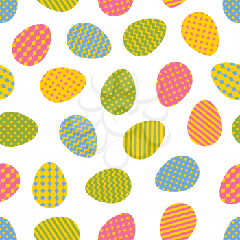 Seamless pattern. Easter eggs with different geometric ornaments isolated on a white background.  