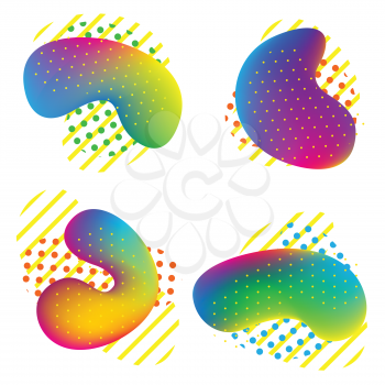 Set of modern liquid abstract element isolated on white background. Flat geometric liquid form with various colors. Template for the design of a logo, flyer of presentation. Fluid design 